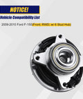 Front Wheel Bearing And Hub Assembly 2 Pack For 2009 2010 Ford F150 With 6 Lug ABS Direct Fit Replacement in package