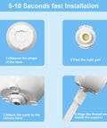 Steps to install the 20 Inch Flexible Baby Monitor Arm Mount For HB Series Cameras, with close-ups of parts and alignment instructions.