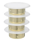 Four Piece Concealed Fire Sprinkler Head Cover Plates White Iron Round Flat Decorative Shield stacked for easy installation.