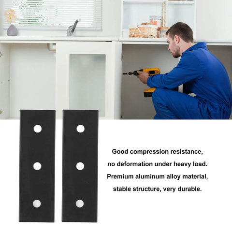 Two Pack Aluminum Alloy Joint Plate With Three Holes Mending Flat Bracket For Furniture Frames Tables Beds Chairs And Shelves Rustproof Easy Install And Sturdy Straight Brace 40x40 in use by worker with drill