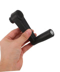 Universal 10 Mm Round Hole Cylindrical Crank Handle For Mechanical Generators Smooth Black Plastic rotary grip held in hand.