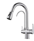 3 In 1 Kitchen Faucet With Hot Cold And RO Drinking Water No Brainer Two Handle Pull Down Chrome Faucet For Under Sink Filtration System