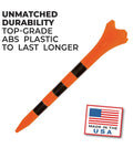 Two And Three Quarter Inch Golf Tees Striped Citrus Orange 100 Pack With Four Prong Cup Design For Less Friction And Longer Drives