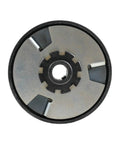 Smooth Operator Centrifugal Clutch for Go Karts And Mini Bikes Featuring 5/8 Inch Bore 10 Tooth Build, top view of steel clutch assembly.