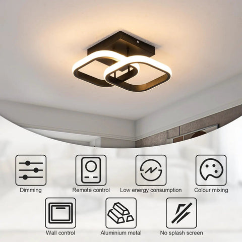 Modern LED Ceiling Light Square Fixture Dimmable 22W Dope Metal And Acrylic Ceiling Lamp With 110 To 265V Range 3000K To 6000K