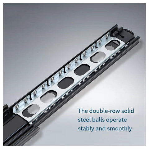 Hella Sturdy 2 Pack Metal Buffer Drawer Slides featuring smooth as silk glide, 40cm bottom-mounted steel track with double-row ball bearings.
