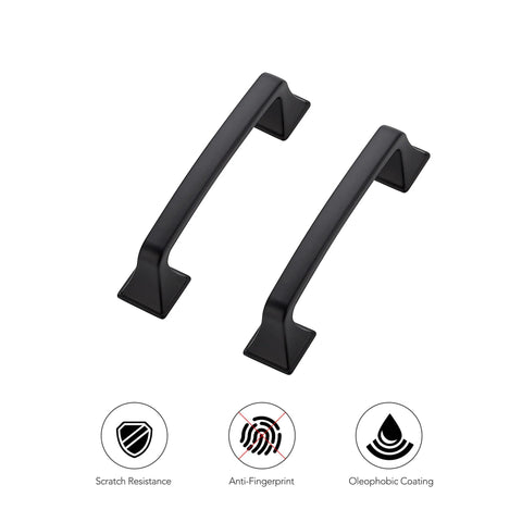Matte Black Kitchen Cabinet Handles Set Of 10, 4-3/4 Inch Length, 3-3/4 Inch Hole Centers, scratch-resistant metal hardware
