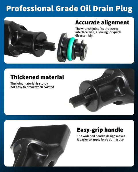Professional grade oil drain plug features accurate alignment, thickened material, and easy-grip handle for No Leak Oil Drain Plug Set With Removal Tool 6 Pack Compatible With Volkswagen 1.8L 2.0L Petrol Engines And Audi Lineup Like A3 A4 A6 Q7 TT Golf Passat Beetle Tiguan Replacement Part 06L103801
