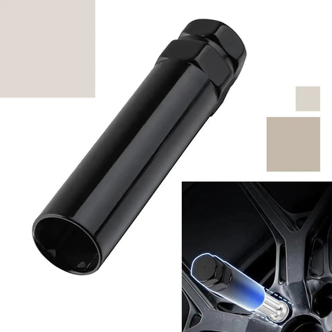 Black Six Spline Lug Nut Socket Kit With Three Quarters Inch And Thirteen Sixteenths Inch Hex, CR-V Alloy Construction