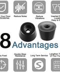 Image of Durable Rubber Feet Bumpers With Metal Washer Insert 4 Pack Black 0.91 Inch Bottom Width 8 advantages highlighted