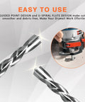 Heavy Duty 1/8 Inch Spiral Drywall Router Bits, Rock Solid M2 High Speed Steel Drill Cutters With Guide Pin, Slick Socket Hole Kit For Electrical And Plumbing Jobs, 10 Pack Set with U-Spiral Flute design.