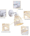 Two Pack Plug In Wall Sconces Black Farmhouse Dimmable Gooseneck Lights With Bamboo Rattan Shade And On Off Rotary Switch Boho Style Neck Light For Bedroom featuring bamboo rattan shade and E26 socket.