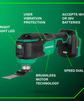 Cordless Oscillating Multi Tool For DIY Pros With 6 Speed Settings Low Vibration Design Universal StarLock System Lightweight