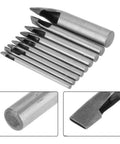 2Mm Leather Oval Hole Punch Kit, 9 Piece Carbon Steel Hollow Punch Set, shown with detailed close-ups of punch head and edge