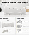 High Grade Replacement Washer Door Handle Fits Duet Whirlpool Models AH391617 AP3128741 8181846 white sturdy plastic with grip points