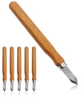 Six Pack Heavy Duty Woodworking Marking Knives With High Carbon Steel Blades and Dual Bevel Heads for Hella Sharp Cuts.