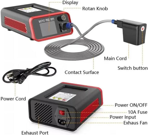 Powerful 1500W PDR Heater Hot Box for Dent Repair with display, cords, switch button, and exhaust port visible