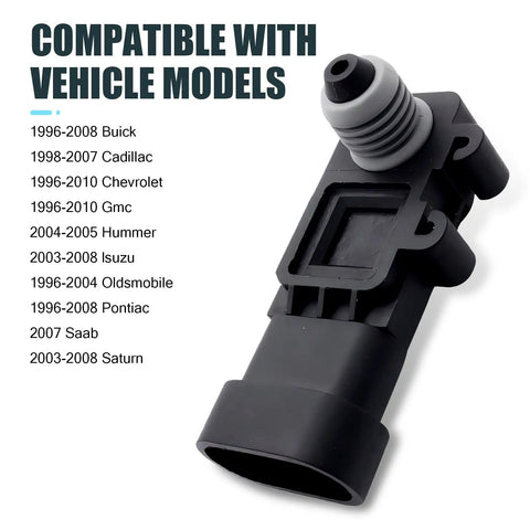 Rock Solid Fuel Tank Pressure Sensor With High Temp Resistance For Vapor Vent Port Setup Compatible With Oem 16238399 9377680 plug and play black replacement showing connections.