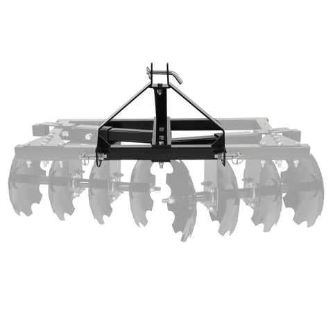 Front view of 46 Inch Universal Disc Harrow For CAT 0 Tractors Heavy Duty Steel Construction with powder coated finish.