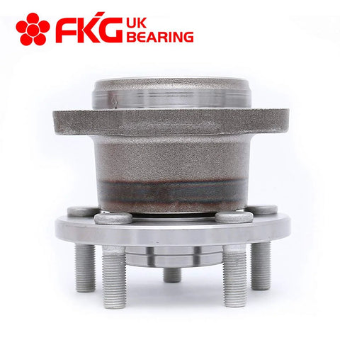 Front view of rear wheel bearing hub assembly for 2005 to 2009 Subaru Legacy and Outback, 5 lug, OE quality, ISO TS 16949 certified.