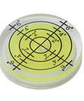 Ehlivhall 32Mm Round Bubble Level, High Precision For Acrylic with bright yellow liquid and black degree markings on a clear surface.