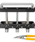 3-Station Edge Roller Bender For Metal Roofing And Sheet Metal 0 To 90 Degree Bends with yellow-handled cutting tool