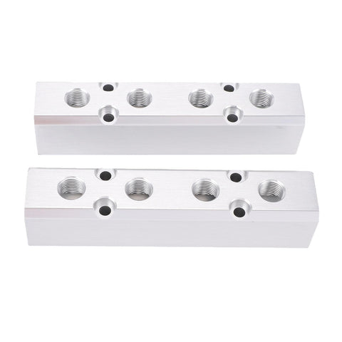Durable Aluminum Air Manifold 4 Way 6 Port Distribution Block With One Quarter Inch NPT Output And One Half Inch NPT Supply Port for compressors.