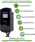Smart Level 2 EV Charger for US J1772 and Type1 CEE Plug, 220/240V Wall EVSE, 32-40A, visual with safety features displayed
