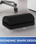 Under Desk Foot Rest For Office And Home, Ergonomic Foot Stool with dual height levels shown in black, on office floor.