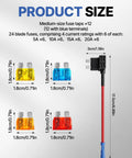 Top Shelf Ride Ready 12V Add A Circuit Fuse Taps With Assorted Blade Fuses, heavy-duty fuse taps with various amp ratings.