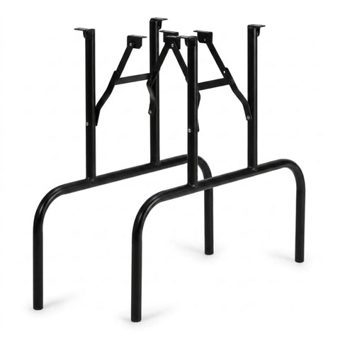 Rock Solid Steel Folding Banquet Legs Set Of 2 In Sleek Black Finish, heavy duty design for DIY table setups, 29in tall.