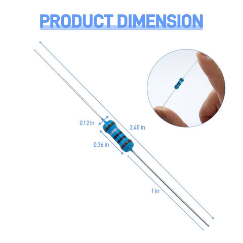 Dope Resistor Kit For Makers And Hobbyists With 400 Pieces And 40 Values From 1 Ohm To 1 Megaohm 0.5W Metal Film Resistors 1% Tolerance product dimensions