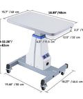 Rugged Electric Optical Lift Table For Eye Care Clinics Featuring Smooth Silent Height Adjustments And Plenty Of Roomy Storage Drawers In Matte Black Coating, measuring 18.89" x 15.7".