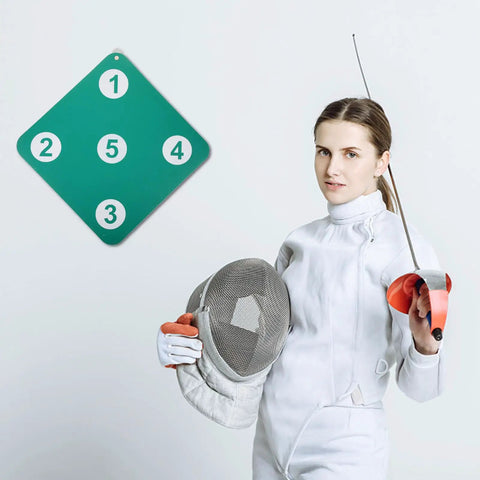 Fencer near Dope Dual Sided Rubber Fencing Training Target Wall Mounted For Indoor And Outdoor Use Lightweight Practice Equipment Epée Target Board For Precision Drills And Skill Building