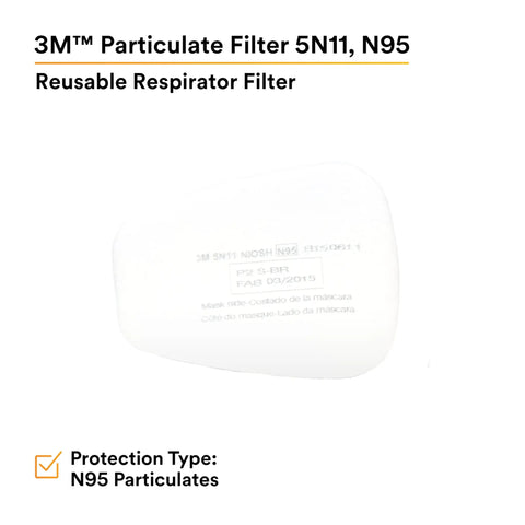 3M N95 Respirator Filter 5N11 Disposable for Non Oil Based Particulates NIOSH Approved with printed details