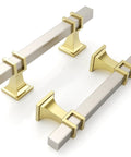 Gold and silver metal T bar drawer handles
