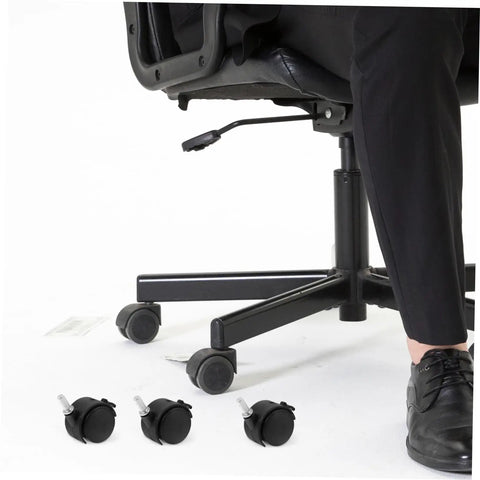 6 Heavy Duty Swivel Caster Wheels with Brake for Laundry Carts & Small Furniture Durable & Easy Spin Replacement Wheels for Home Use near an office chair.