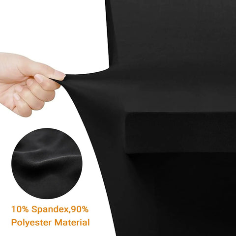 Close-up of Rectangular Fitted Spandex Table Covers For 6ft Tables Two Pack Black Stretch showing material blend