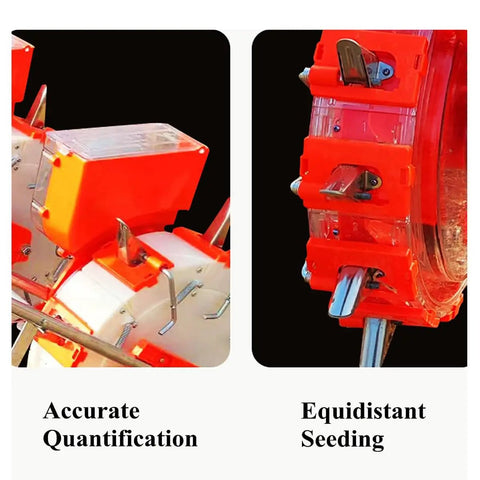 Two Row Hand Push Seeder showing seed plate and mechanism for accurate quantification and equidistant seeding.