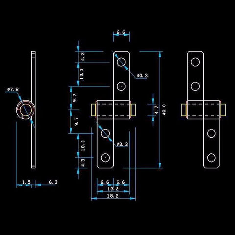 Technical drawing of Friction Hinge For Cabinets And Closet Doors By KLYMY Built To Last 0.1Nm Iron Nickel Plated Torque Type Hinge