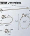Complete Four Piece Bath Accessory Set With A 24 Inch Towel Bar Toilet Paper Holder Towel Ring And Robe Hook In Brushed Nickel Finish