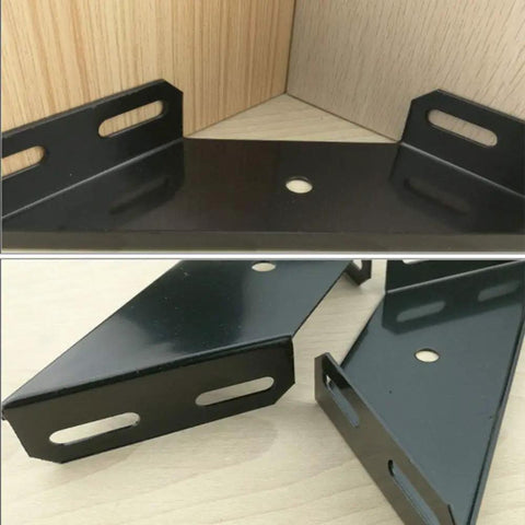 Built Tough Corner Brace Set 2 Pack Heavy Duty Bed Frame Brackets for strong joints, metal gusset plates, black trapezoid angles, 230x92x71mm