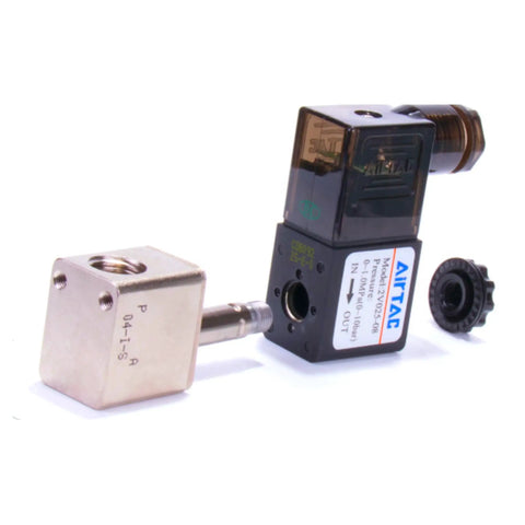 Beefed-Up Heavy Duty Two Way Solenoid Valve For Fluid Control, DC 12V, Model 2V025-08, One Quarter Inch Port, silver finish