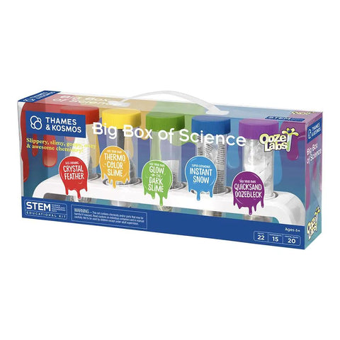 Big Box Of Ooze Labs Science Kit With 5 Safe Fun Experiments Slime Crystal Feather Instant Snow Oobleck Test Tubes package