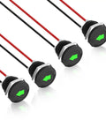4 Pack 12V Green LED Arrow Indicator Lights Waterproof Metal Housing for Cars Trucks and Motorcycles High Brightness Turn Signal Indicators Durable Dash Lights Easy Install. 14mm black metal housing green arrow switches