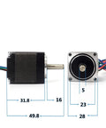 Driver Controller For Nema 8 Stepper Motor 1.4 Ncm 1.8 Degree Micro Stepping 28x28mm Frame 2 Phase 4 Wires 5x16mm Shaft CNC Machine Quiet Slick Precision, front and side view with dimensions