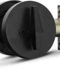 Heavy Duty Entry Lever Door Handle And Deadbolt Lock Set For Front Door Or Office Iron Black round thumb-turn lock