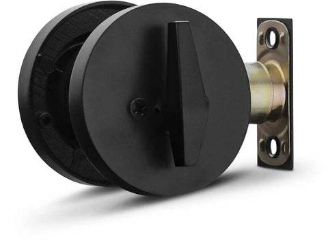 Heavy Duty Entry Lever Door Handle And Deadbolt Lock Set For Front Door Or Office Iron Black round thumb-turn lock