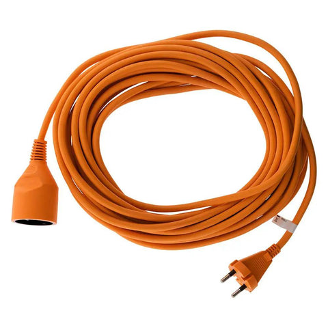 Badass Ten Meter Extension Cord With Rock Solid IP54 Weatherproof Housing For Outdoor Grunt Work 16 Amp Industrial Orange Power Cable rolled up.