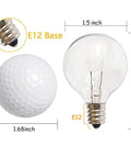 G40 Replacement Light Bulbs 120V 5W Clear Globe Bulbs For Indoor And Outdoor Vibes Patio String Lights, E12 C7 Candelabra Base, size comparison